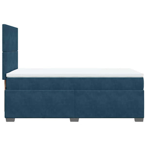 Κρεβάτι Boxspring με Στρώμα Μπλε 80 x 200 εκ. Βελούδινο - Pakobazaar