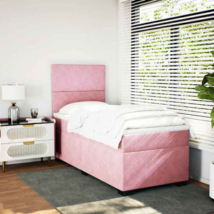 Κρεβάτι Boxspring με Στρώμα Ροζ 80 x 200 εκ. Βελούδινο - Pakobazaar