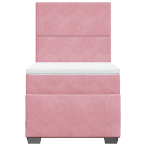 Κρεβάτι Boxspring με Στρώμα Ροζ 80 x 200 εκ. Βελούδινο - Pakobazaar