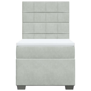 Κρεβάτι Boxspring με Στρώμα Ανοιχτό Γκρι 80x200 εκ. Βελούδινο - Pakobazaar