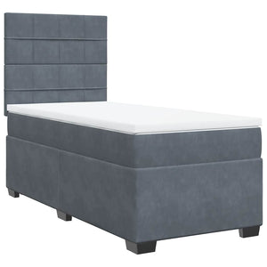 Κρεβάτι Boxspring με Στρώμα Σκούρο Γκρι 80x200 εκ. Βελούδινο