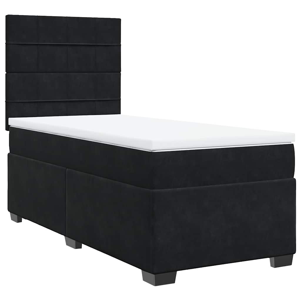 Κρεβάτι Boxspring με Στρώμα Μαύρο 80 x 200 εκ. Βελούδινο - Pakobazaar