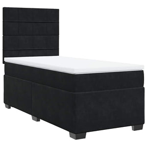 Κρεβάτι Boxspring με Στρώμα Μαύρο 80 x 200 εκ. Βελούδινο - Pakobazaar