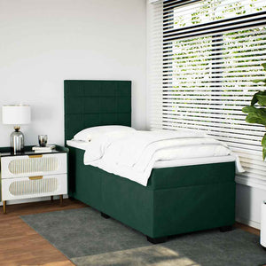 Κρεβάτι Boxspring με Στρώμα Σκούρο Πράσινο 80x200 εκ. Βελούδινο - Pakobazaar