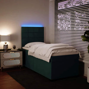 Κρεβάτι Boxspring με Στρώμα Σκούρο Πράσινο 80x200 εκ. Βελούδινο - Pakobazaar