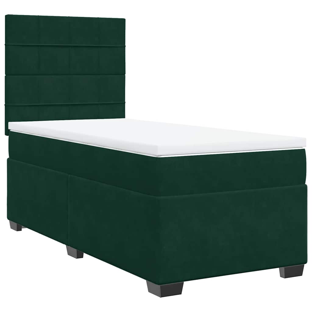 Κρεβάτι Boxspring με Στρώμα Σκούρο Πράσινο 80x200 εκ. Βελούδινο - Pakobazaar