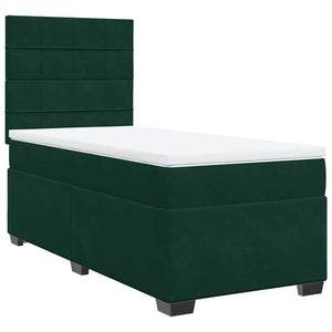 Κρεβάτι Boxspring με Στρώμα Σκούρο Πράσινο 80x200 εκ. Βελούδινο - Pakobazaar
