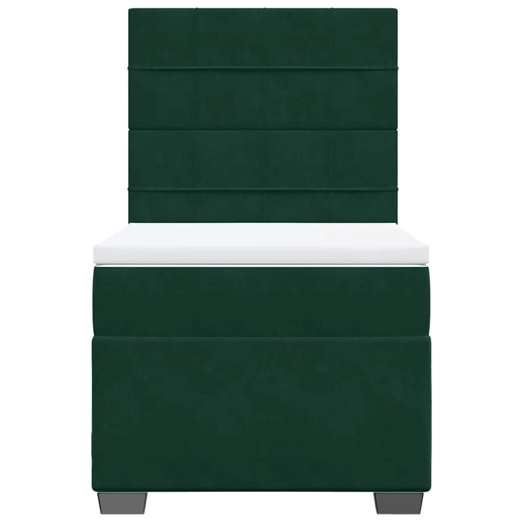Κρεβάτι Boxspring με Στρώμα Σκούρο Πράσινο 80x200 εκ. Βελούδινο - Pakobazaar