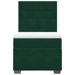 Κρεβάτι Boxspring με Στρώμα Σκούρο Πράσινο 80x200 εκ. Βελούδινο - Pakobazaar