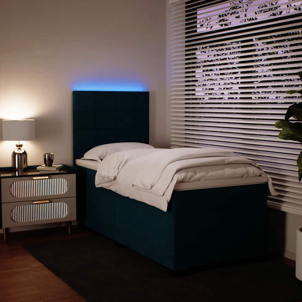 Κρεβάτι Boxspring με Στρώμα Μπλε 80 x 200 εκ. Βελούδινο - Pakobazaar