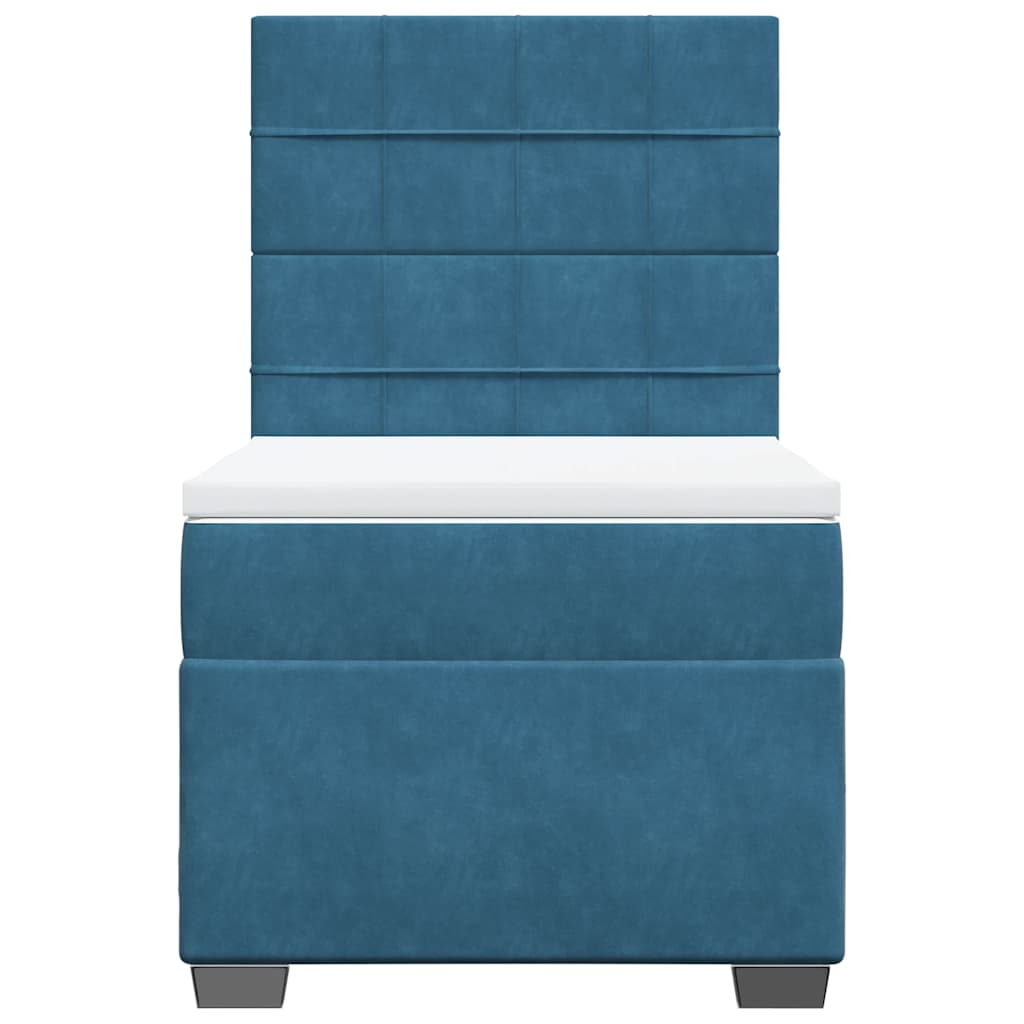 Κρεβάτι Boxspring με Στρώμα Μπλε 80 x 200 εκ. Βελούδινο - Pakobazaar