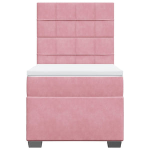 Κρεβάτι Boxspring με Στρώμα Ροζ 80 x 200 εκ. Βελούδινο - Pakobazaar