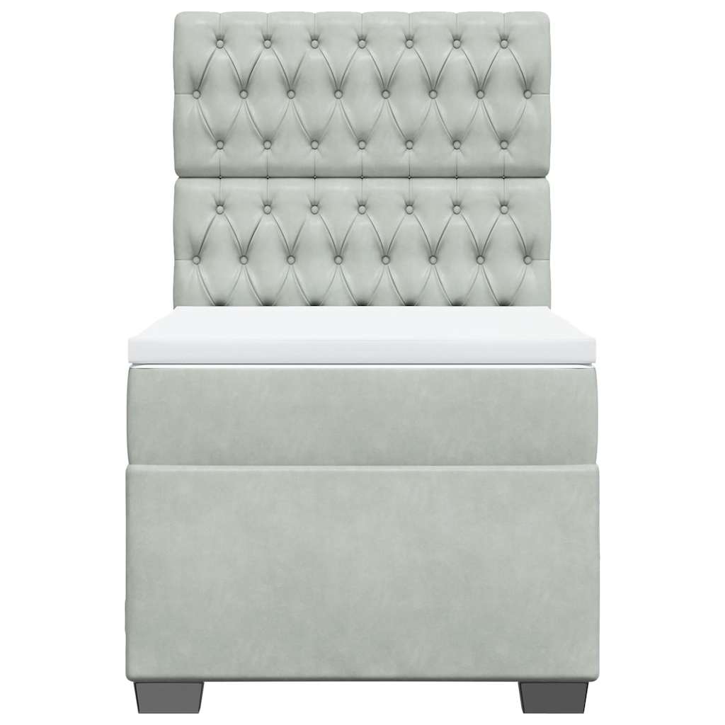 Κρεβάτι Boxspring με Στρώμα Ανοιχτό Γκρι 80x200 εκ. Βελούδινο - Pakobazaar