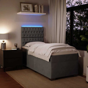 Κρεβάτι Boxspring με Στρώμα Σκούρο Γκρι 80x200 εκ. Βελούδινο