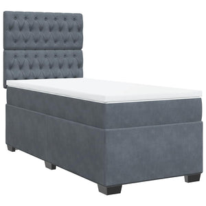 Κρεβάτι Boxspring με Στρώμα Σκούρο Γκρι 80x200 εκ. Βελούδινο