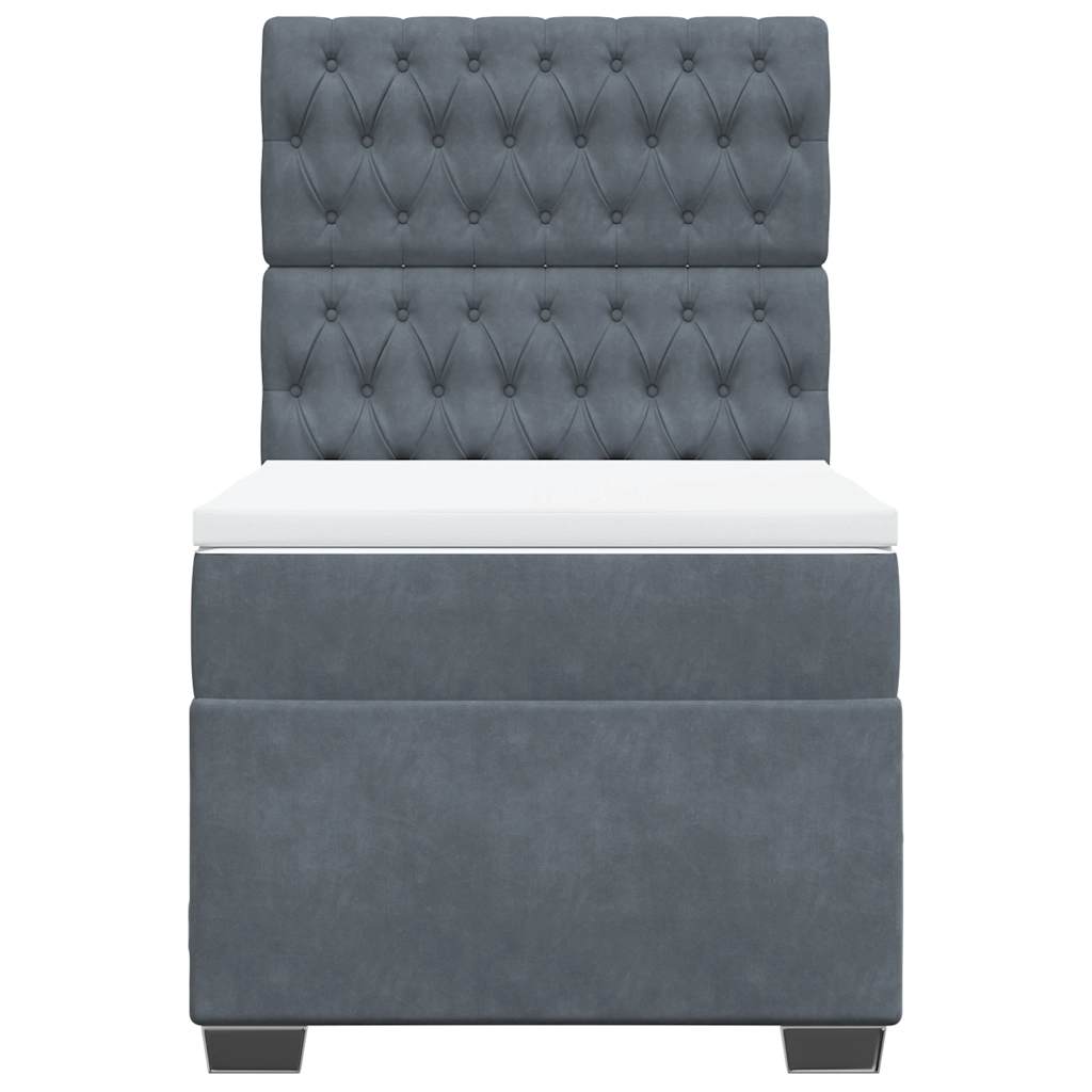 Κρεβάτι Boxspring με Στρώμα Σκούρο Γκρι 80x200 εκ. Βελούδινο