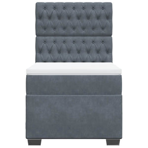 Κρεβάτι Boxspring με Στρώμα Σκούρο Γκρι 80x200 εκ. Βελούδινο