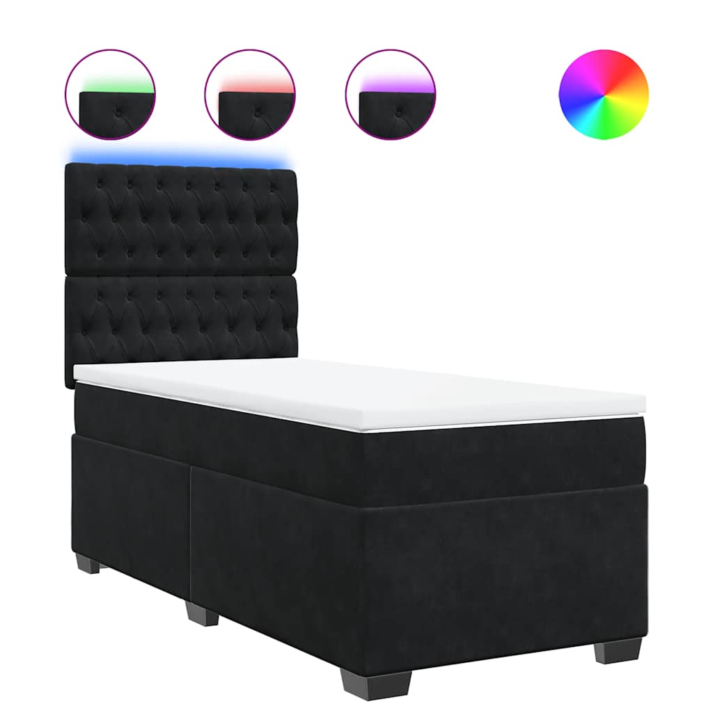 Κρεβάτι Boxspring με Στρώμα Μαύρο 80 x 200 εκ. Βελούδινο - Pakobazaar