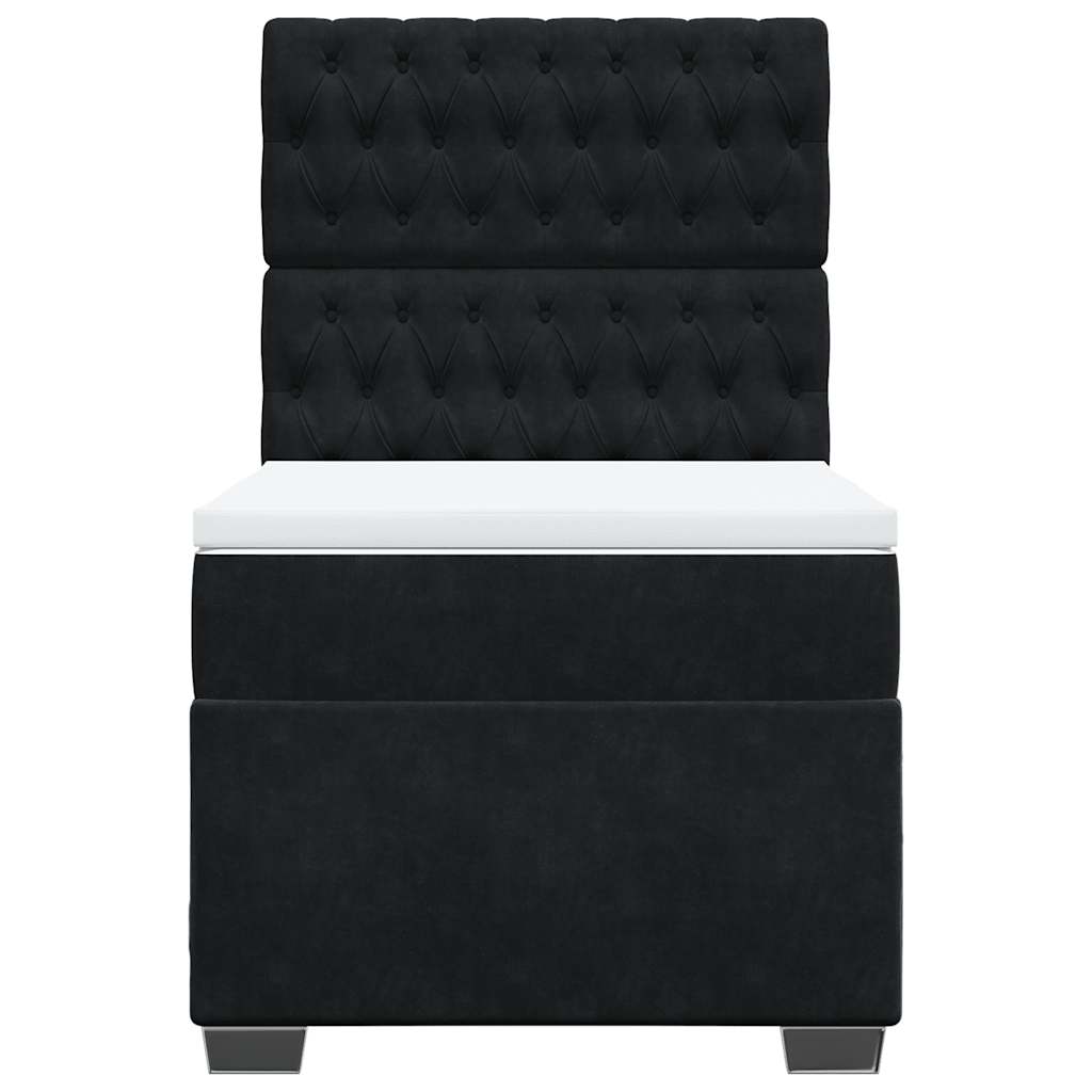 Κρεβάτι Boxspring με Στρώμα Μαύρο 80 x 200 εκ. Βελούδινο - Pakobazaar