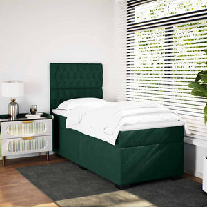 Κρεβάτι Boxspring με Στρώμα Σκούρο Πράσινο 80x200 εκ. Βελούδινο - Pakobazaar