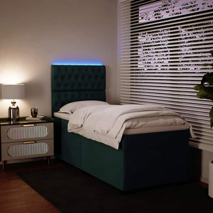 Κρεβάτι Boxspring με Στρώμα Σκούρο Πράσινο 80x200 εκ. Βελούδινο - Pakobazaar