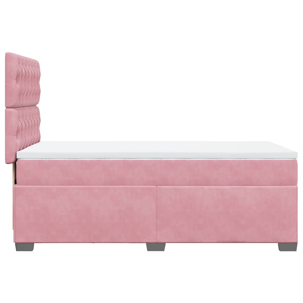 Κρεβάτι Boxspring με Στρώμα Ροζ 80 x 200 εκ. Βελούδινο - Pakobazaar