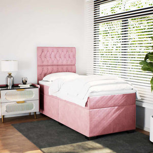Κρεβάτι Boxspring με Στρώμα Ροζ 80 x 200 εκ. Βελούδινο - Pakobazaar