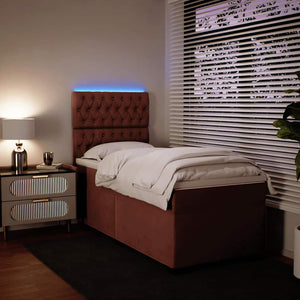 Κρεβάτι Boxspring με Στρώμα Ροζ 80 x 200 εκ. Βελούδινο - Pakobazaar