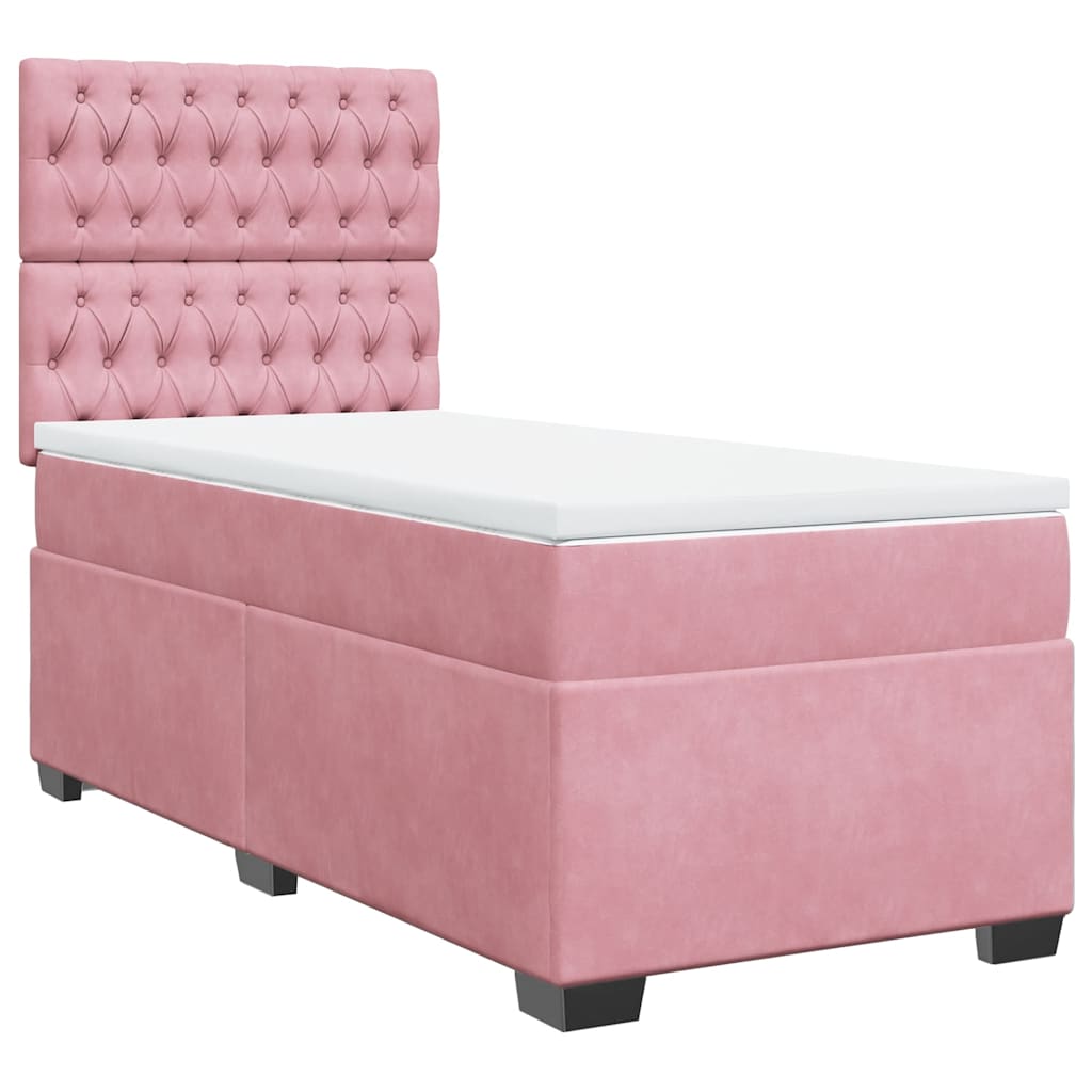 Κρεβάτι Boxspring με Στρώμα Ροζ 80 x 200 εκ. Βελούδινο - Pakobazaar