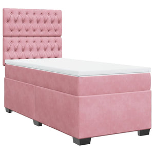 Κρεβάτι Boxspring με Στρώμα Ροζ 80 x 200 εκ. Βελούδινο - Pakobazaar