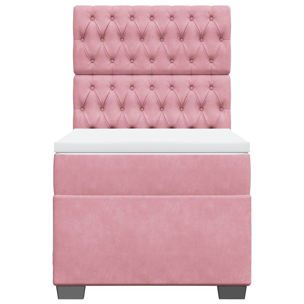 Κρεβάτι Boxspring με Στρώμα Ροζ 80 x 200 εκ. Βελούδινο - Pakobazaar