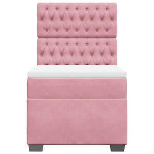 Κρεβάτι Boxspring με Στρώμα Ροζ 80 x 200 εκ. Βελούδινο - Pakobazaar