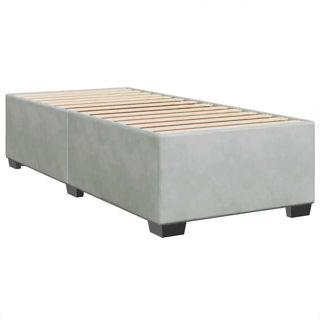 Κρεβάτι Boxspring με Στρώμα Ανοιχτό Γκρι 80x200 εκ. Βελούδινο - Pakobazaar