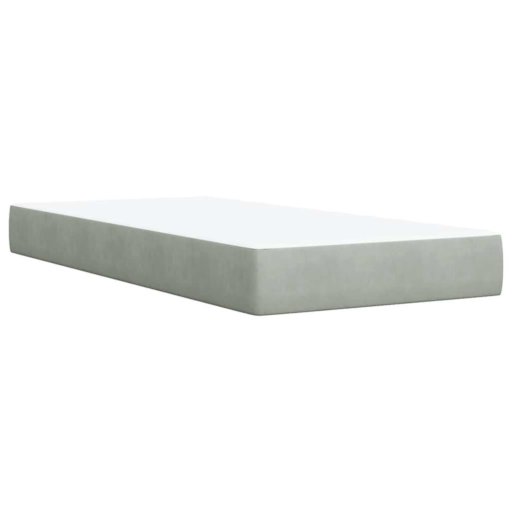 Κρεβάτι Boxspring με Στρώμα Ανοιχτό Γκρι 80x200 εκ. Βελούδινο - Pakobazaar