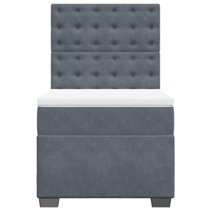 Κρεβάτι Boxspring με Στρώμα Σκούρο Γκρι 80x200 εκ. Βελούδινο