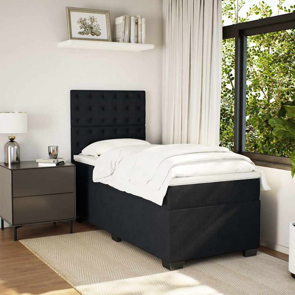 Κρεβάτι Boxspring με Στρώμα Μαύρο 80 x 200 εκ. Βελούδινο - Pakobazaar
