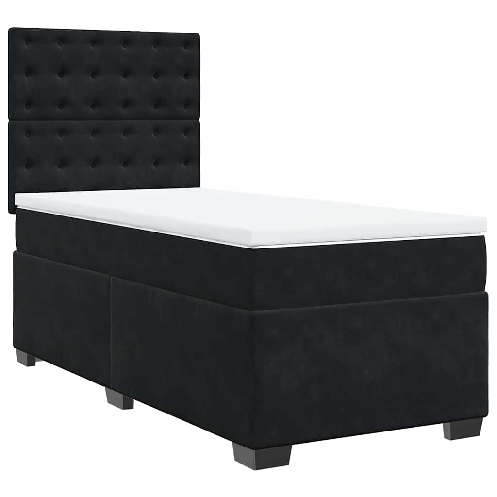 Κρεβάτι Boxspring με Στρώμα Μαύρο 80 x 200 εκ. Βελούδινο - Pakobazaar