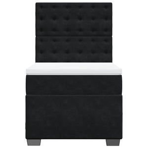 Κρεβάτι Boxspring με Στρώμα Μαύρο 80 x 200 εκ. Βελούδινο - Pakobazaar