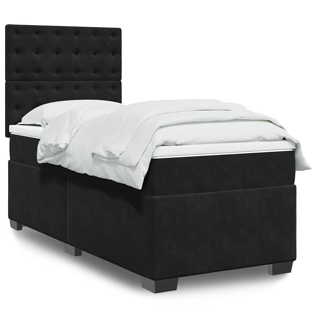 Κρεβάτι Boxspring με Στρώμα Μαύρο 80 x 200 εκ. Βελούδινο - Pakobazaar