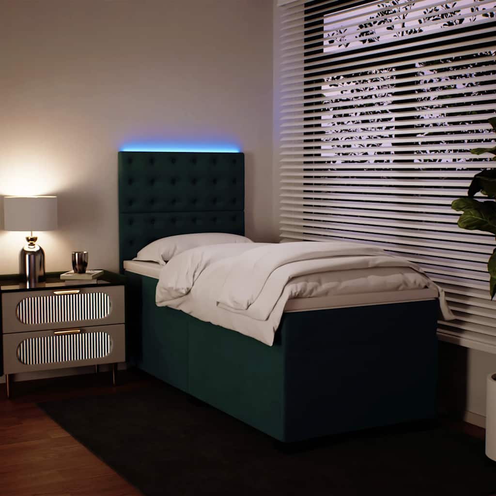 Κρεβάτι Boxspring με Στρώμα Σκούρο Πράσινο 80x200 εκ. Βελούδινο - Pakobazaar