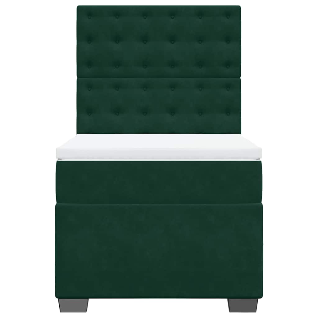 Κρεβάτι Boxspring με Στρώμα Σκούρο Πράσινο 80x200 εκ. Βελούδινο - Pakobazaar