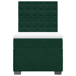Κρεβάτι Boxspring με Στρώμα Σκούρο Πράσινο 80x200 εκ. Βελούδινο - Pakobazaar