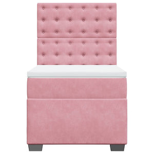 Κρεβάτι Boxspring με Στρώμα Ροζ 80 x 200 εκ. Βελούδινο - Pakobazaar