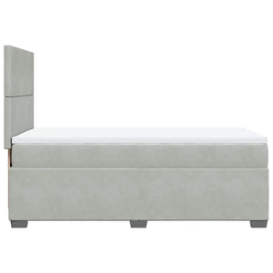 Κρεβάτι Boxspring με Στρώμα Ανοιχτό Γκρι 90x190 εκ. Βελούδινο - Pakobazaar