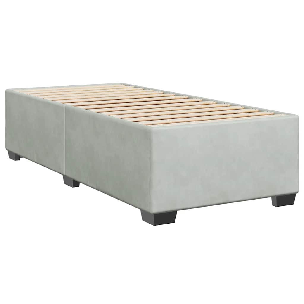 Κρεβάτι Boxspring με Στρώμα Ανοιχτό Γκρι 90x190 εκ. Βελούδινο - Pakobazaar