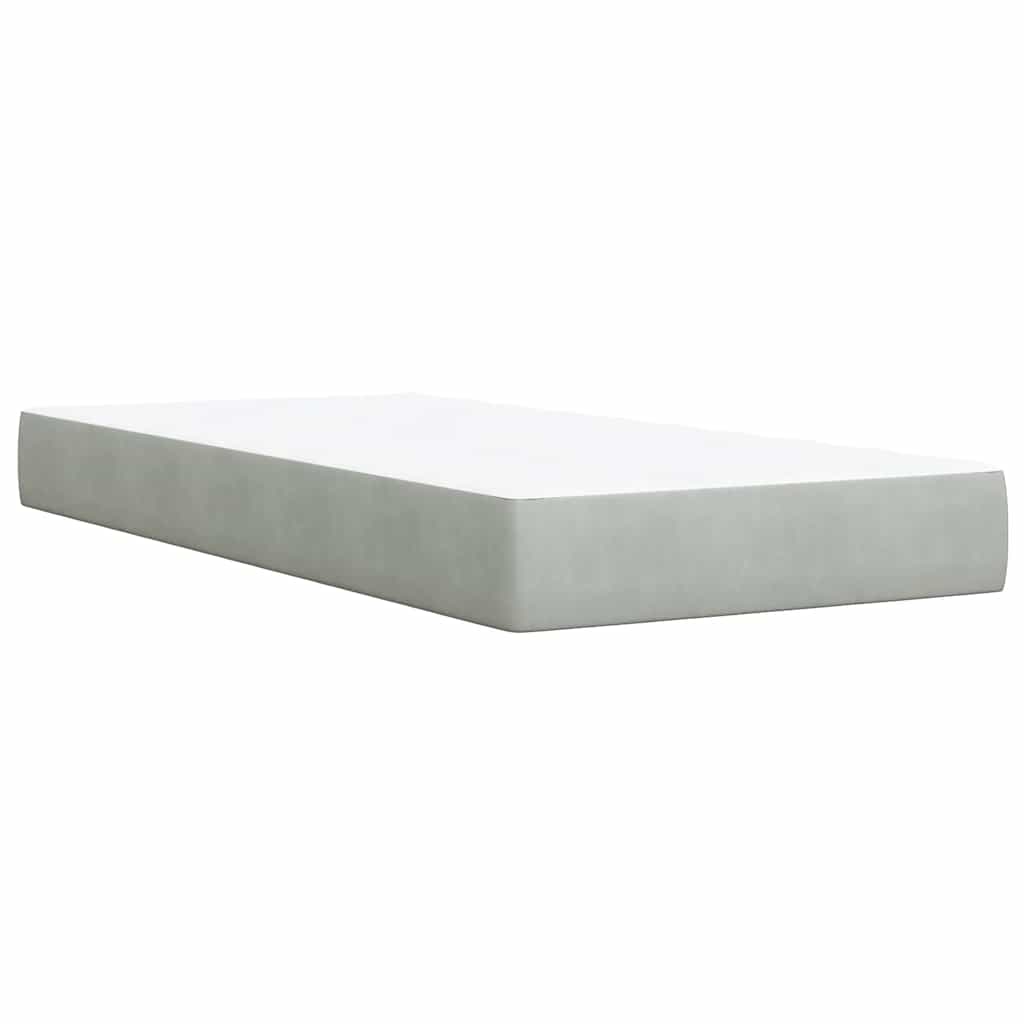 Κρεβάτι Boxspring με Στρώμα Ανοιχτό Γκρι 90x190 εκ. Βελούδινο - Pakobazaar