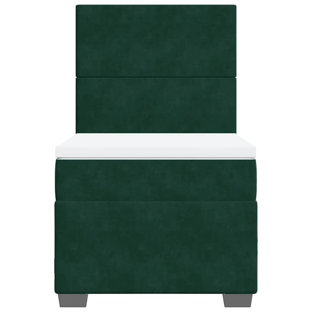 Κρεβάτι Boxspring με Στρώμα Σκούρο Πράσινο 90x190 εκ. Βελούδινο - Pakobazaar
