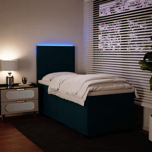 Κρεβάτι Boxspring με Στρώμα Μπλε 90x190 εκ. Βελούδινο