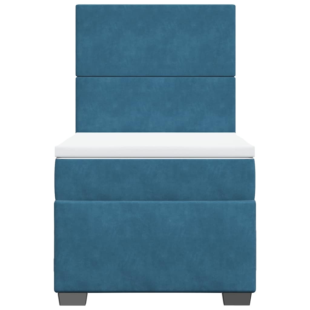 Κρεβάτι Boxspring με Στρώμα Μπλε 90x190 εκ. Βελούδινο
