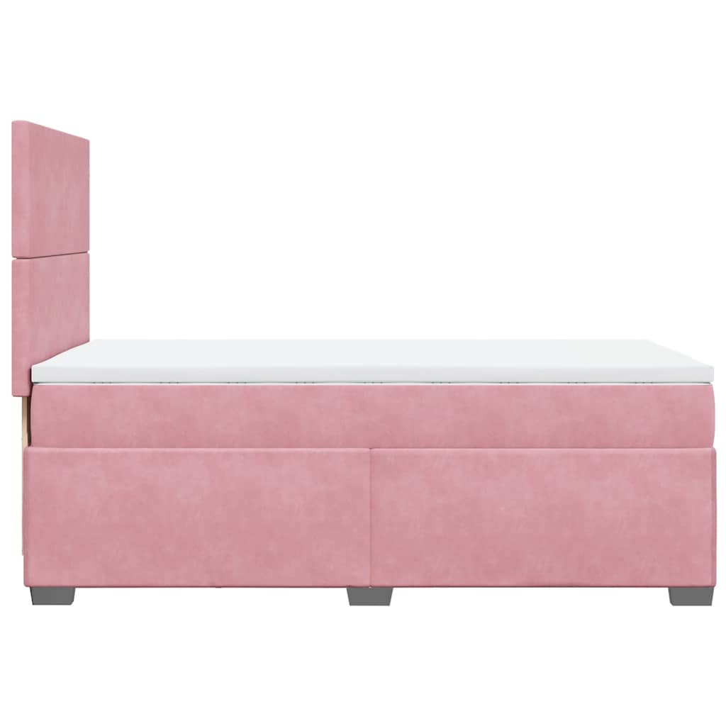 Κρεβάτι Boxspring με Στρώμα Ροζ 90x190 εκ. Βελούδινο - Pakobazaar